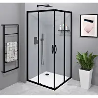 Gelco Sigma Simply Black Vierkante douchecabine, 120x120cm, hoekinstap, helder glas