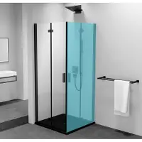 Polysan Zoom Black Douche vouwdeur 90cm, helder glas, links