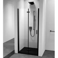Hak Zoom Black Nis douchedeur 70cm, helder glas, links