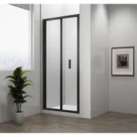 Polysan Easy Black Invouwbare douchedeur 90cm, helder glas