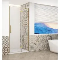 Hak Trinity Gold Matt Douchedeur 90cm, helder glas, rechts