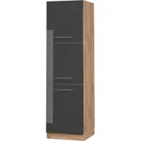 Vicco Hoge kast Fame-Line, Antraciet Hoogglans/Goudkleurig Eiken, 60 cm