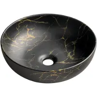 Sapho Rondane Keramische waskom, Ø41cm, portoro marmer