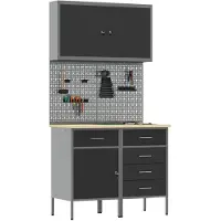 Syfax Werk kast met lade met slot 5 st Zwart Engineered hout en staal