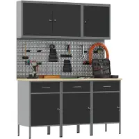 Syfax Werk kast met lade met slot 8 st Zwart Engineered hout en staal