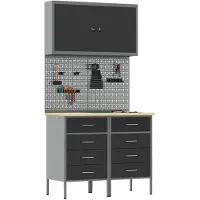 Syfax Werk kast met lade met slot 5 st Zwart Engineered hout en staal