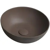 Hak Sapho FORMIGO betonnen wasbak, opzetmodel, diameter 39 cm, donkerbruin, mat afwerking
