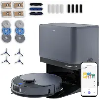 Medion Robotstofzuiger met 3-in-1 station, lasernavigatie en dweilfunctie X55 SW+ Pro (10.000 Pa, 2-in-1 robot, roterende dweilmoppen, kruislijnlaser) | Starke 10.000 Pa Saugkraft, rotierende Wischmop