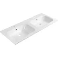 Sapho Areca Dubbel kunstmarmeren wastafel, 121x51,5cm, wit
