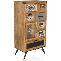 Hjh LIVING Commode CONTINENTO S 53,5 x 33,5 x 103,5 cm 1 deur 7 schuiflades massief dennen
