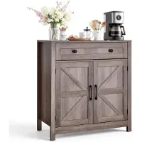 Vevor keukenkastje, dressoir met lade en 2 schuifdeuren, buffetkast voor woonkamer, eetkamer, hal, gang, keuken, 75x37,5x80 cm, landelijke stijl, grijs