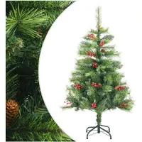 vidaXL Kunstkerstboom met scharnieren dennenappels en bessen 150 cm