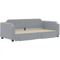 vidaXL Slaapbank met onderschuifbed en lades 90x190 cm stof lichtgrijs