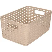 Forte Plastics Plasticforte Opbergmand - Kastmand - rotan kunststof - taupe - 6 Liter - 19 x 29 x 13 cm - Opbergmanden