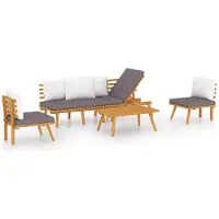 vidaXL 4-delige Loungeset met kussens massief acaciahout