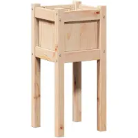 vidaXL Plantenbak Natuur 31 x 31 x 70 cm Massief grenenhout