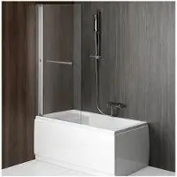 Hak Rioni Opklapbare badwand, (b) 71cm, zilver, helder glas