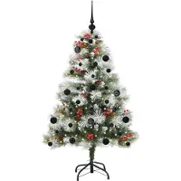 vidaXL Kunstkerstboom Groen en wit 150 cm PVC en Metaal en Plastic