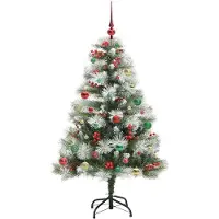 vidaXL Kunstkerstboom Groen en wit 150 cm PVC en Metaal en Plastic