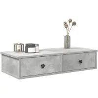 vidaXL Wandschap met lades 80x31x17 cm bewerkt hout betongrijs