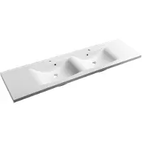 Hak Luciola Kunstmarmeren dubbele wastafel 180x48cm, wit