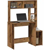 vidaXL Bureau met plank, look van gerecycled hout, 100x45x140cm, houtvezel