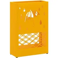 vidaXL Regen Paraplu Stand Mosterdgeel 28 x 12 x 41 cm Staal