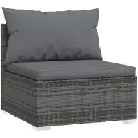 vidaXL 7-delige Loungeset met kussens poly rattan grijs