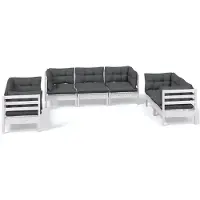 vidaXL 7-delige loungeset voor de tuin met kussens, gemaakt van massief grenenhout