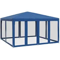 vidaXL Partytent met 8 mesh-zijpanelen, blauw, 4x4 meter, HDPE