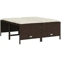 vidaXL Tuinkrukken met kussens 4 st poly rattan bruin