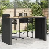 vidaXL Tuinbartafel acaciahouten blad 185x80x110 cm poly rattan zwart