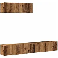 vidaXL 3-delig Tv-meubelset wandmontage bewerkt hout oud houtkleurig