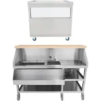 MonsterShop Mobiele bar set - cocktail bar station - ijsblokjes opslagbak - 800 mm