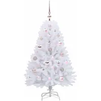 vidaXL Kunstmatige Hinged Kerstboom Wit 120 cm PVC en Staal