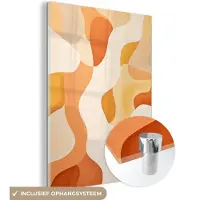 MuchoWow Glasschilderij 120x160 cm - Schilderij acrylglas - Oranje - Abstract - Kunst - Foto op glas - Muurdecoratie woonkamer - Wanddecoratie slaapkamer - Schilderijen