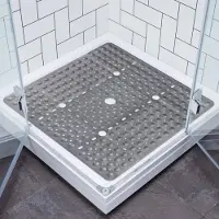Unyqoos Antislip Douchemat 70x70 cm Grijs met Zuignappen en Afvoergaten