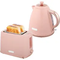 HOMCOM Waterkoker en Toaster Set-Roestvrij staal-24,2L x 19,5B x 23,4H cm-Roze