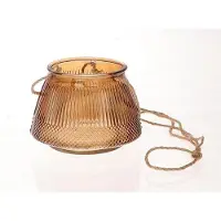 HBX natural living Hangende windlicht Ø15xh10,5cm bruin bruin Glas Windlicht