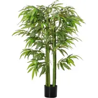 HOMCOM - Kunstplant - Zijden Doek - Kunststof - Groen