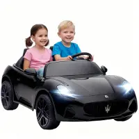 AIYAPLAY Elektrische kinderauto, 12V, geschikt voor 2 kinderen, met afstandsbediening en 2 motoren