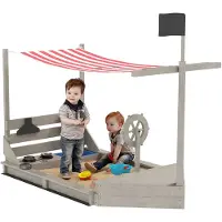 Outsunny - Zandbak - met zonnedak - incl. kinderspeelkeukenset