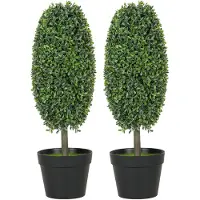 HOMCOM Kunstmatige Topiaries Kunststof, cement Diameter 17,5 cm x 60 cm hoog Groen