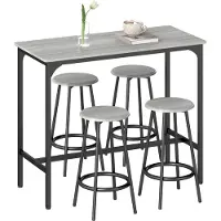 HOMCOM - Bartafelset - MDF - Metaal - 110L x 50B x 89,5H cm - Grijs