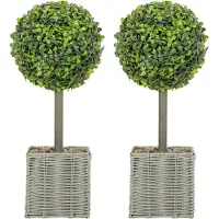 HOMCOM Kunstmatige Topiaries Kunststof, cement Ø15 x 50H cm Groen