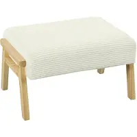 HOMCOM Voetenkrukje Polyester, rubberhout 70L x 46B x 40H cm Crèmewit