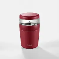 FLASKE Muesli Bowl 720ML - Yoghurtbeker To Go - Ontbijtbeker - Lunchpot - Salade Box - Voor Yoghurt, Havermout & Salade - Lekvrij & Isolerend - Rood/Lava
