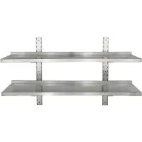 HCB - Professionele Wandschap van metaal - Dubbel wandschap - RVS / INOX - Muurplank - wandplank - Horeca - 30x120x3 cm (DxBxH) - 15 kg - 8290