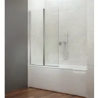 Aqualine Wila - Vouwbaar badscherm 90x140 cm, glanzend aluminium/helder glas AQ5742
