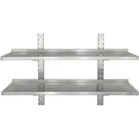 HCB - Professionele Wandschap van metaal - Dubbel wandschap - RVS / INOX - Muurplank - wandplank - Horeca - 30x100x3 cm (DxBxH) - 15 kg - 8289